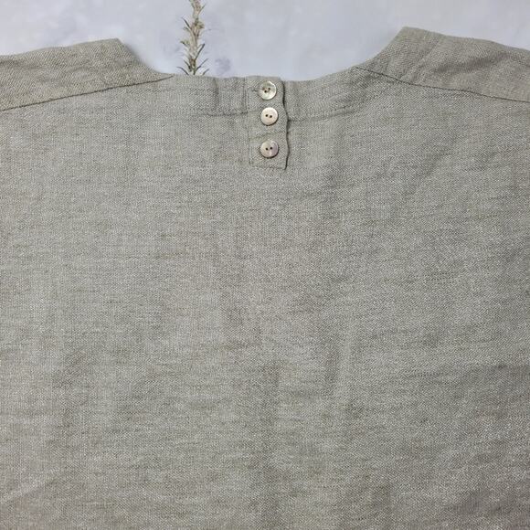 Eileen Fisher Organic Cotton Natural Silver Twinkle Shift Dress Released Hem Sm - Picture 8 of 16